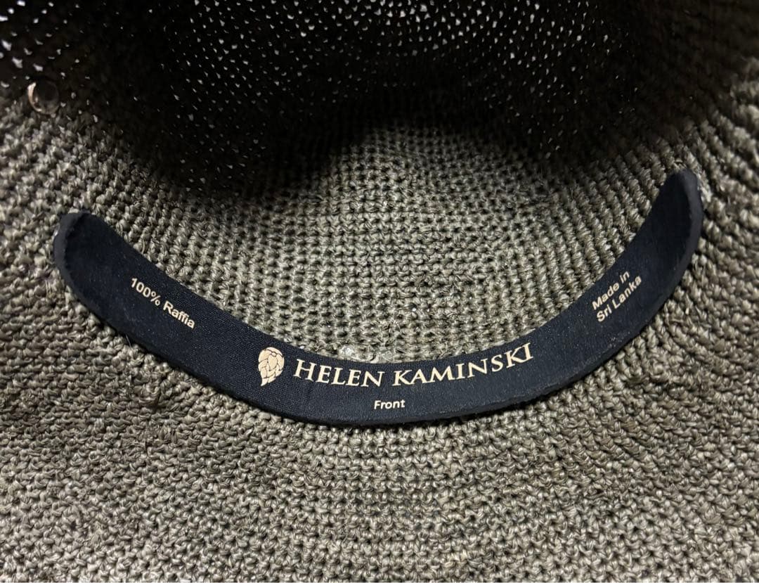 11時まで used品 ヘレンカミンスキー ストローハット カーキ色