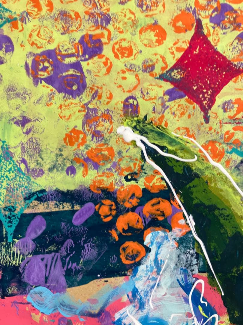 値下げ　原画　花　額付き　花の絵　静物画　絵画　アクリル画　現代アート　一点物