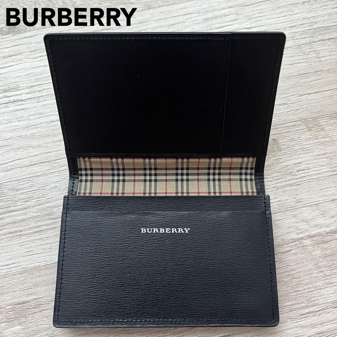 BURBERRY 黒 レザー 名刺入れ カードケース ID パスケース