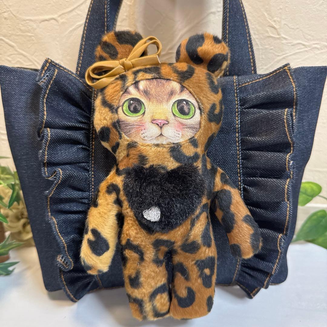 N*o様 コヤンイサムチョン♡豹柄リトルサンダーちゃんのデニムフリルトートバッグ