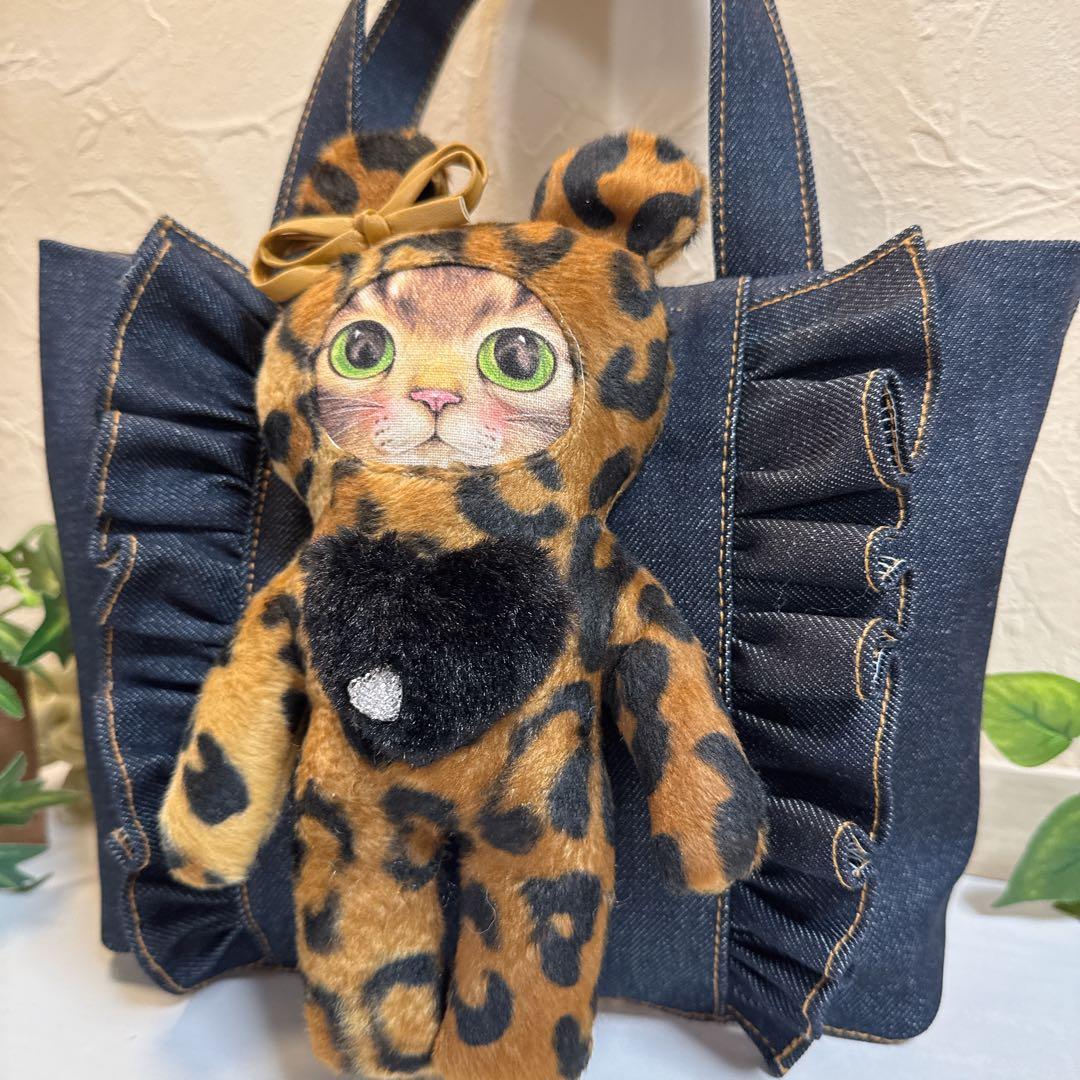 N*o様 コヤンイサムチョン♡豹柄リトルサンダーちゃんのデニムフリルトートバッグ