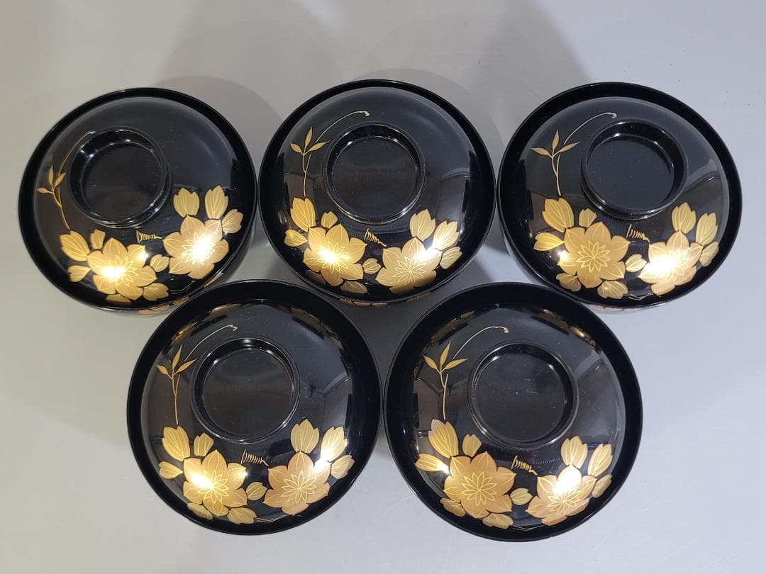 輪島塗 吸物椀 五客 塗師 松雲作 美品 DT251