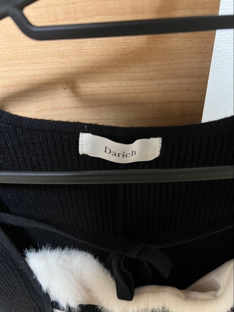 Darich リボンファーフレアニットミニワンピース