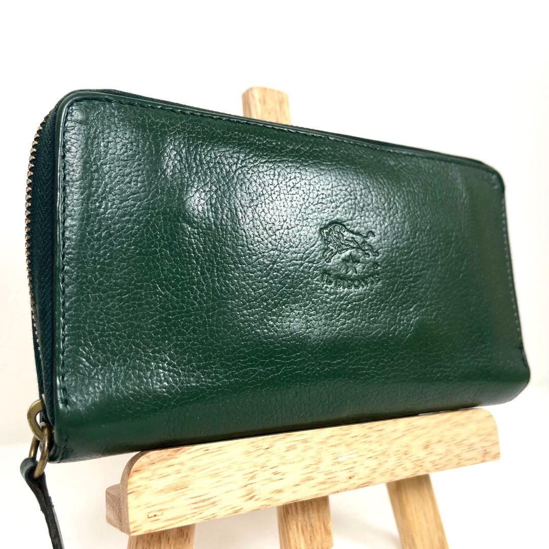 イルビゾンテ　長財布　2way 二つ折りラウンドファスナー　ロゴ型押し　レザー