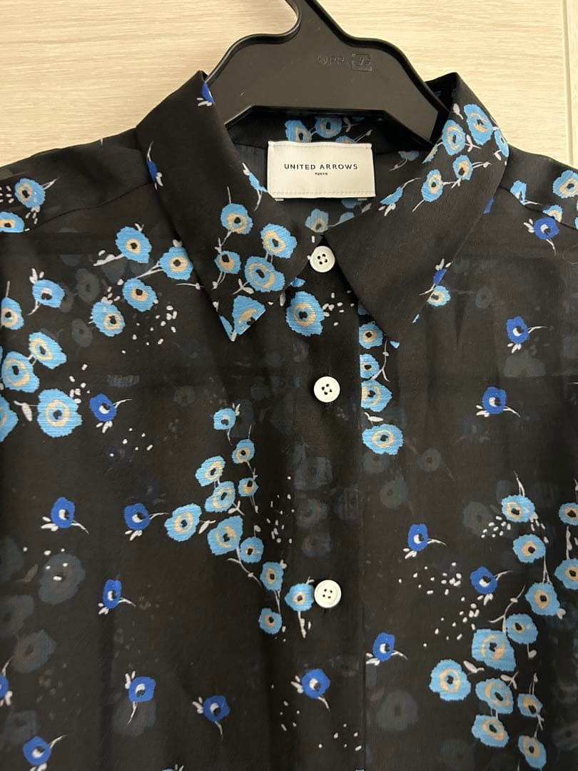 新品 2025 ユナイテッドアローズ オーガンジー プリントシャツ シアー 花柄