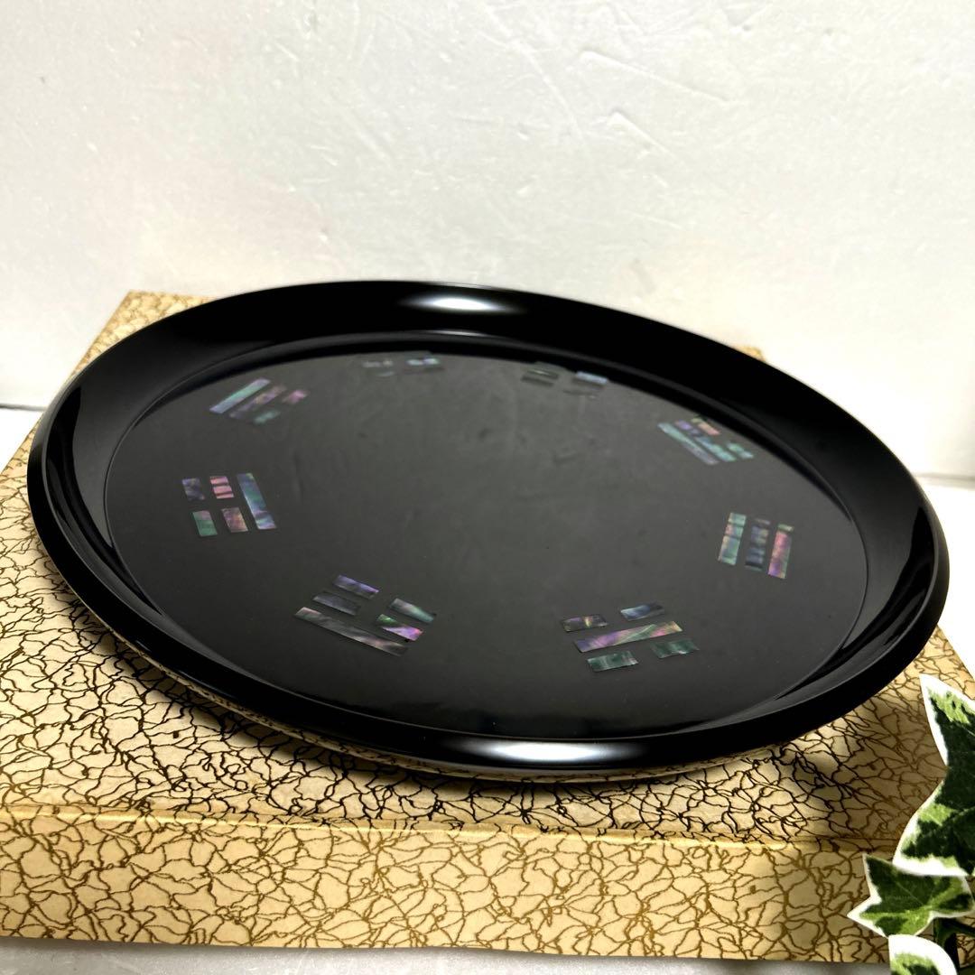 未使用　螺鈿　青貝嵌入　真塗　漆塗　八掛盆　乱盆　丸盆　茶道具　茶道　裏千家