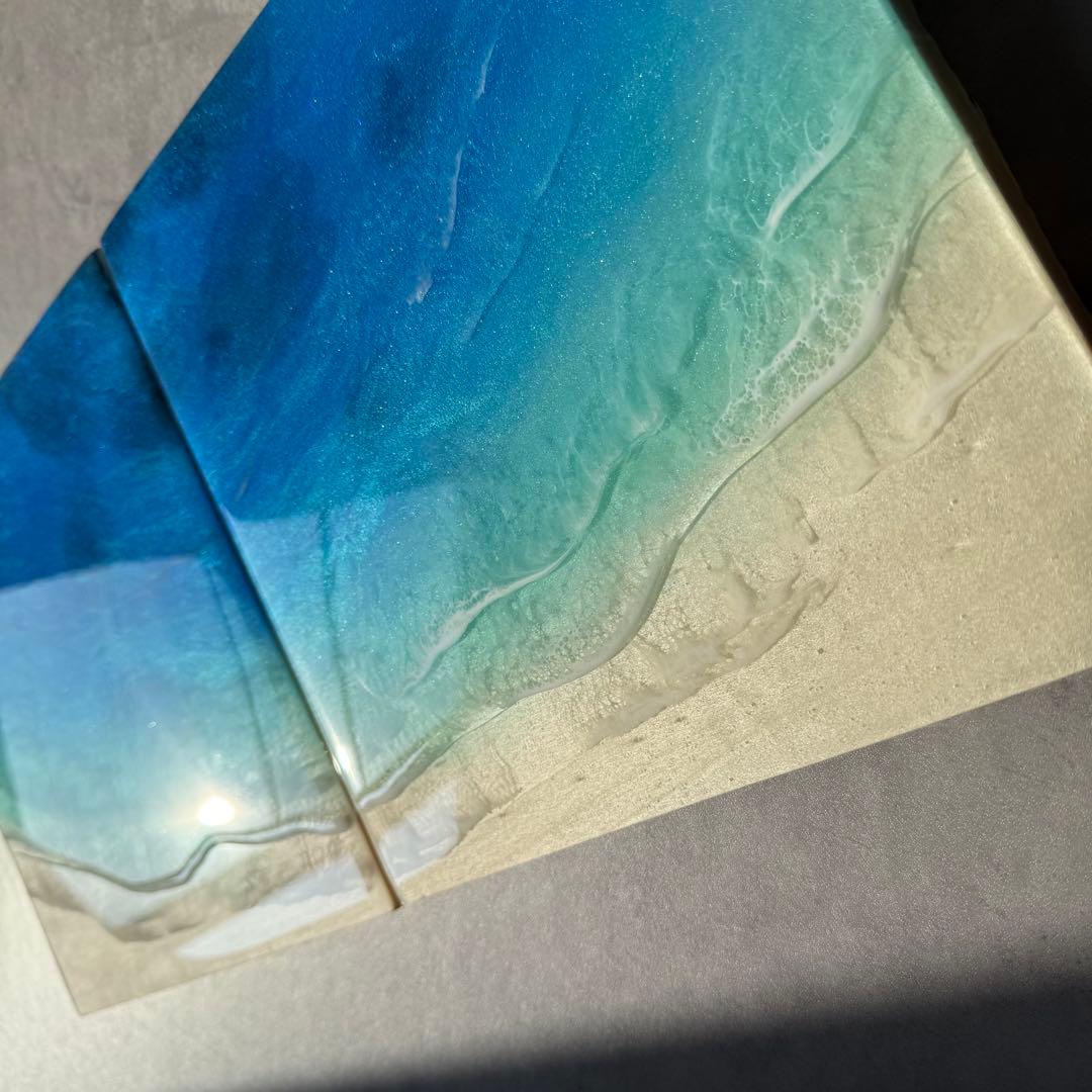 2点セット　レジンアート　海アート　エポキシレジンアート　インテリア　壁掛け