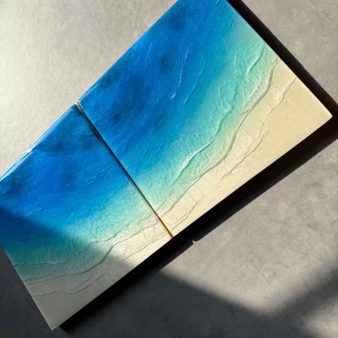 2点セット　レジンアート　海アート　エポキシレジンアート　インテリア　壁掛け