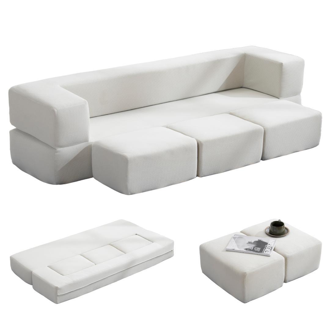 【3色から選】ソファベッド 最大5人掛け 5P 組立て不要 フロアソファ