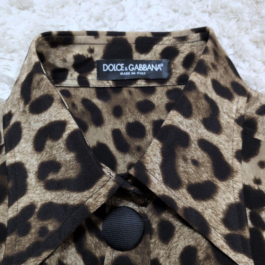 【極美品】DOLCE&GABBANA シルク100％ レオパード ヒョウ柄シャツ