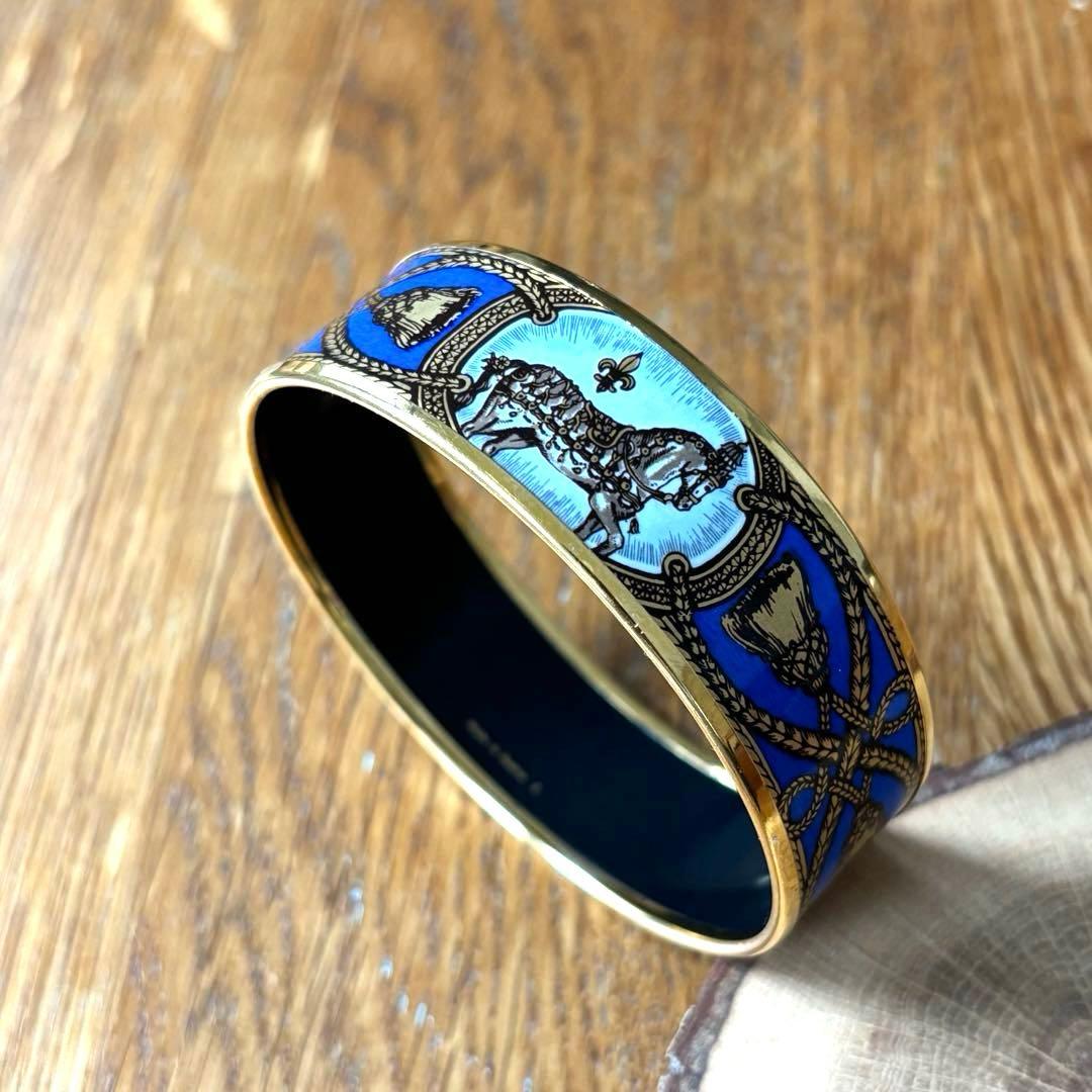 【希少】HERMES エルメス エマイユGM バングル /馬＆ロープ柄