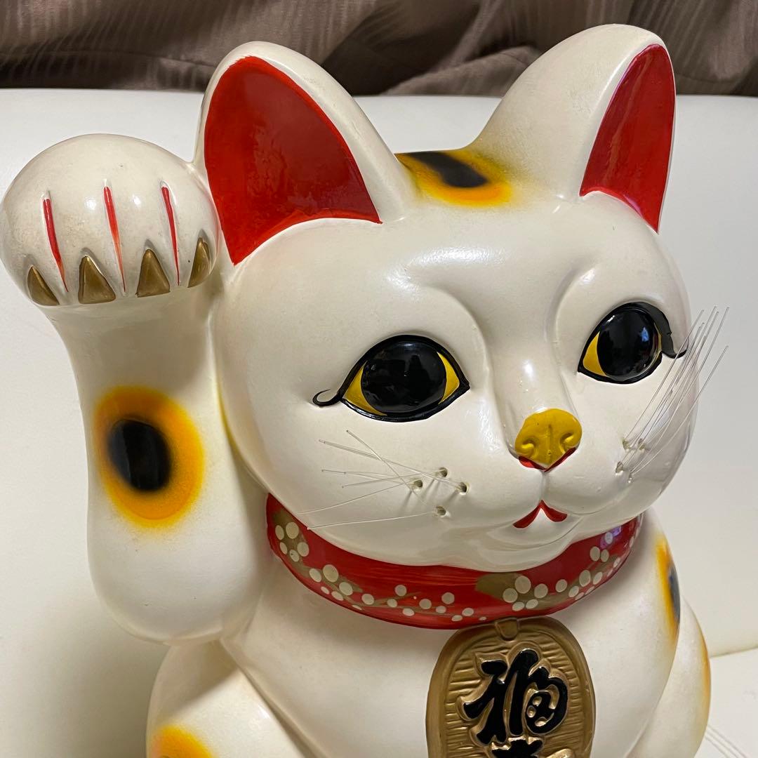 招き猫 超特大 超大型42cm 縁起物 置物 陶器製 福寿 招福 貯金箱