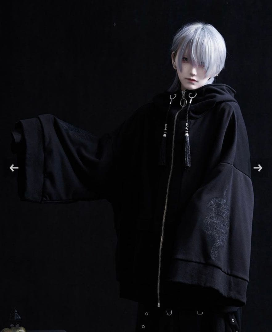 ililil【蛇昇華界】着物パーカー　ブラック