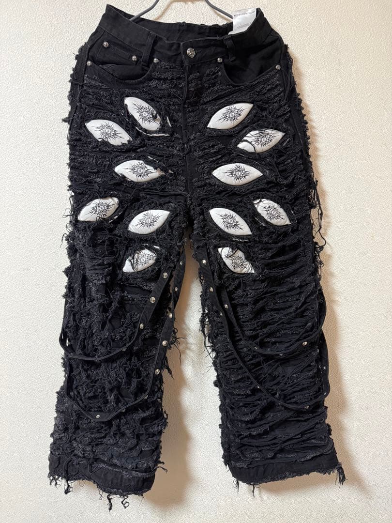 UNIZworld White Eyes Pants ダメージワイドデニムパンツ