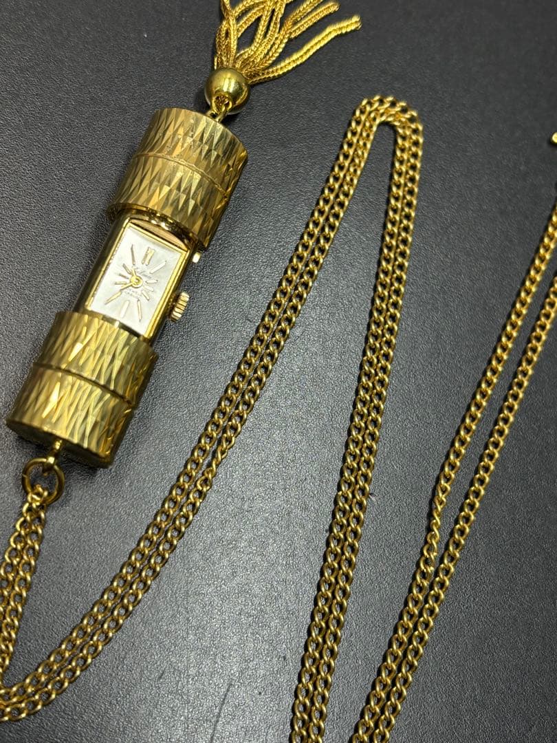 【稼働品】スイス製 デルマ ネジまき式 ネックレス時計 アクセサリー Delma