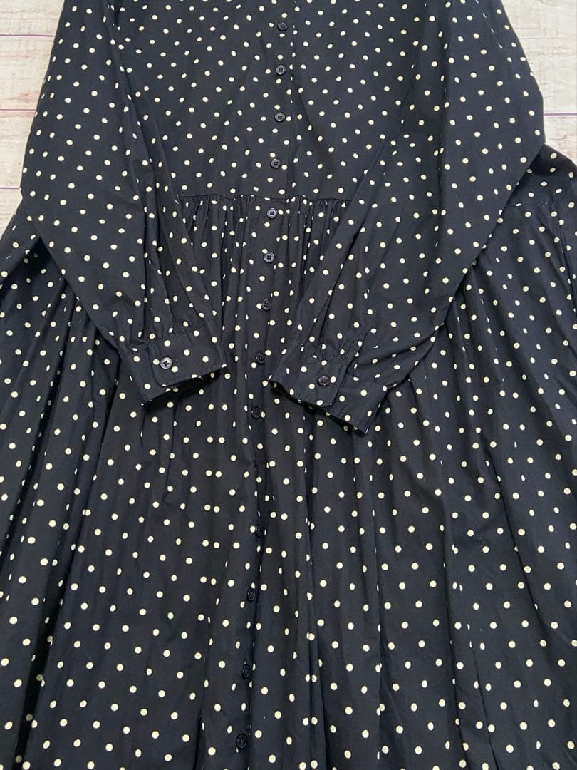SOIL ソイル　40S ポプリン ドットプリントシャツワンピース　長袖　ロング