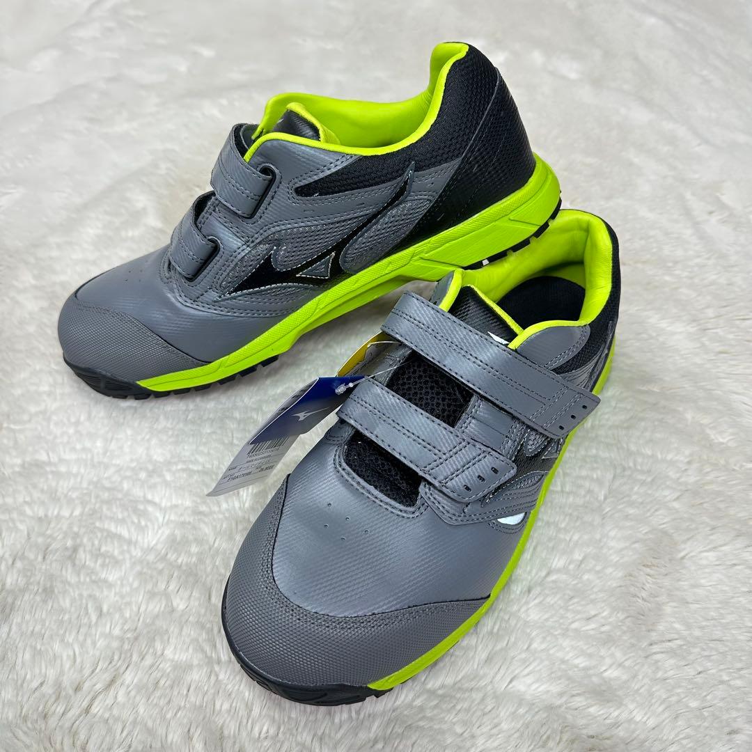 ✨美品✨新品ミズノ安全靴26.5cm 軽量グレー×黄JSAA A種マジックテープ