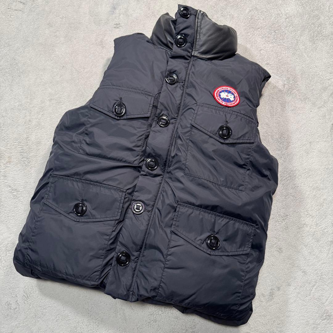 カナダグース　ダウンベスト　レザー　切替　Mサイズ　3424JML 黒