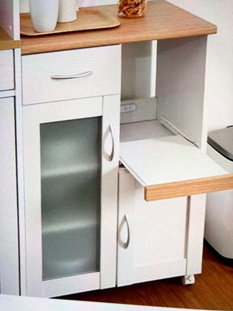 新品未使用未開封品キッチンカウンター ホワイト キャスター付き収納棚 60cm