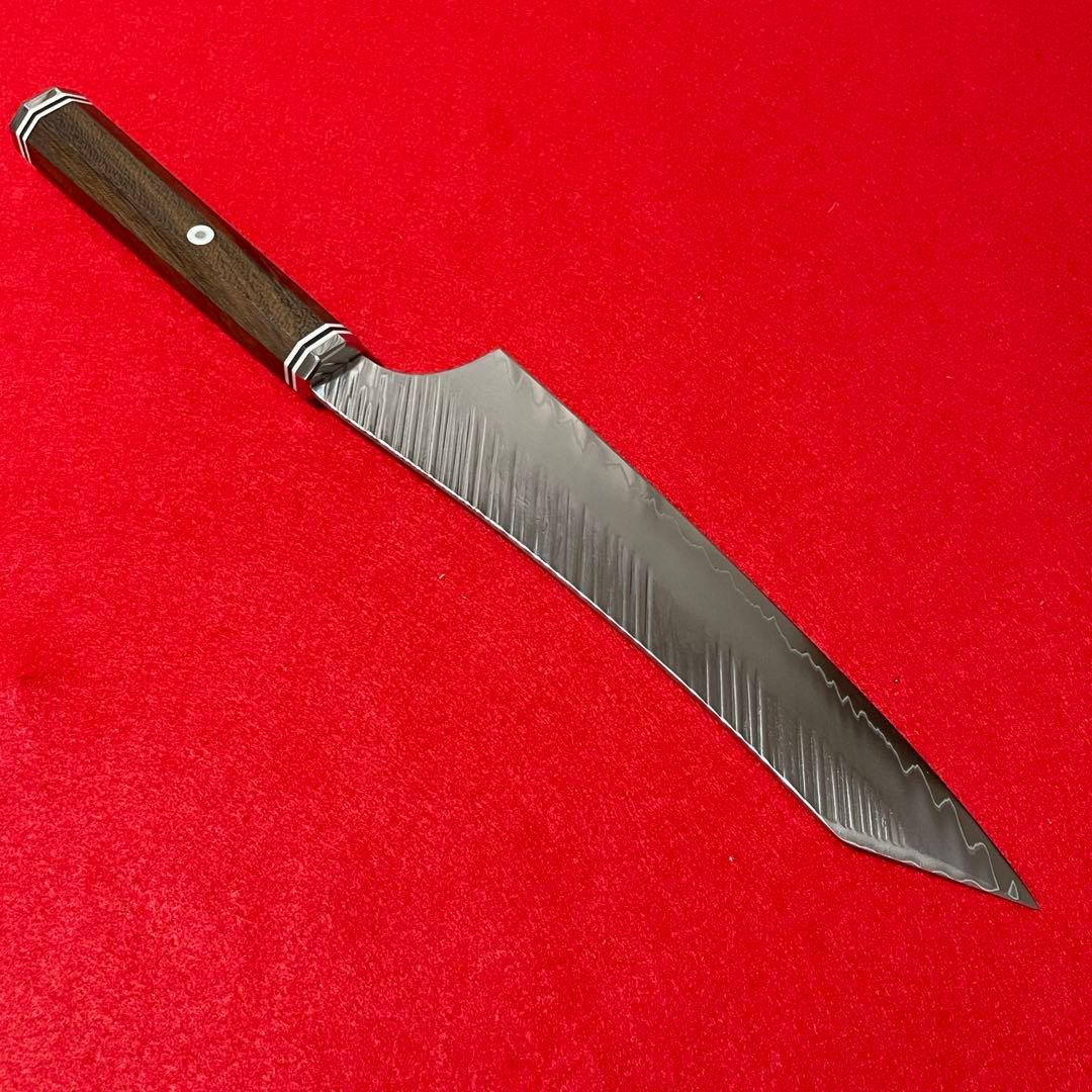 鬼反り切付型 VG10 ダマスカス 牛刀 万能 包丁 230mm 黒檀八角