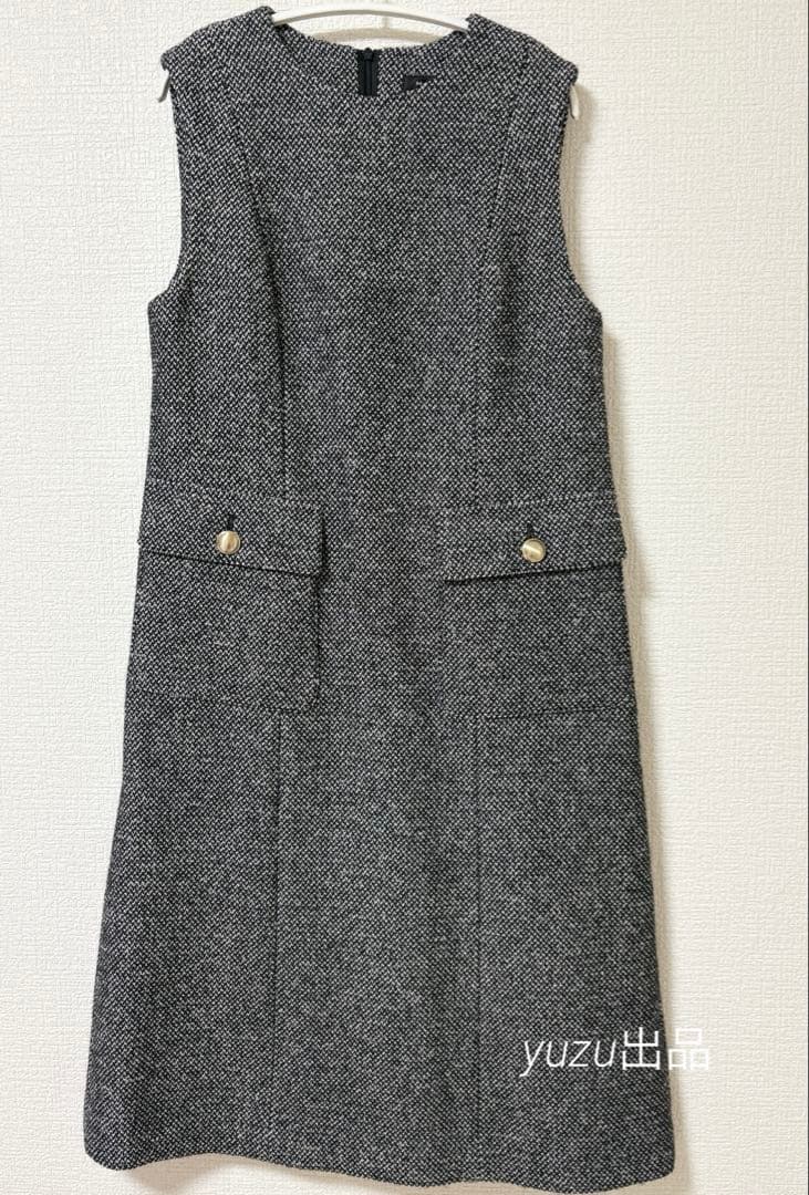 美品★M-premier★エムプルミエ★ツイードワンピース★黒★ジャンスカ