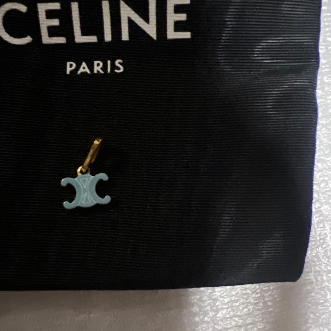 セリーヌ 水色　ゴールド　ネックレスチャーム