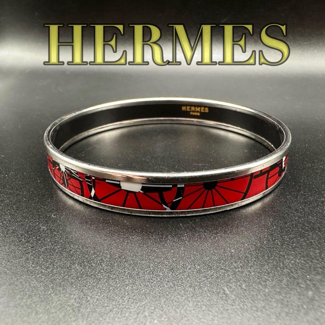 極美品✨　エルメス　バングル　エマイユ　七宝焼　シルバー　884