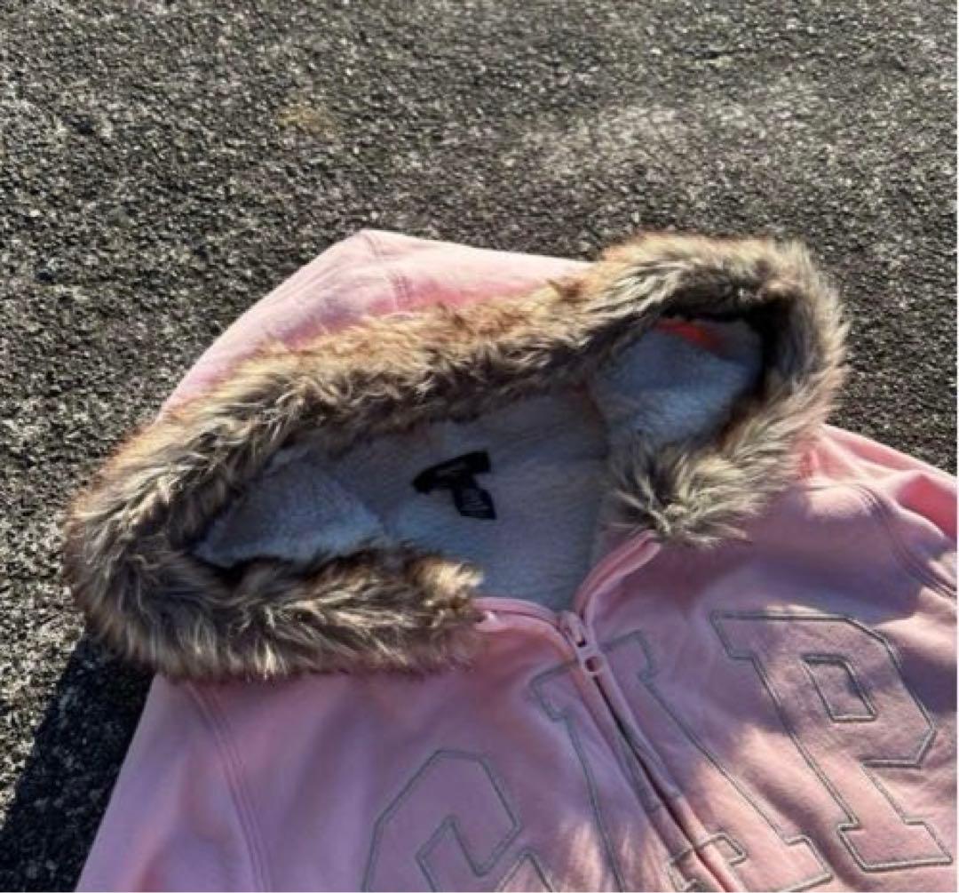 OLDGAP ファー付きジップパーカー ピンク　00's 平成ギャル　グランジ