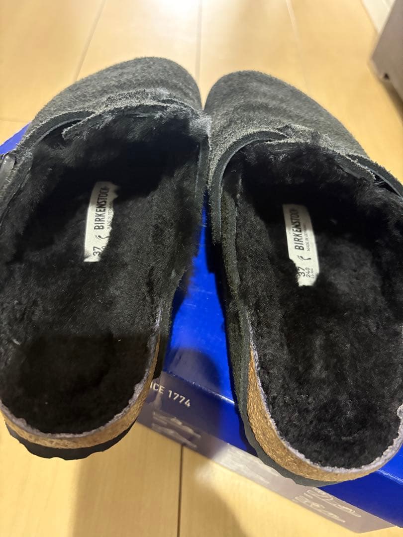超美品　BIRKENSTOCK ファー付きサボサンダル 37 ブラック