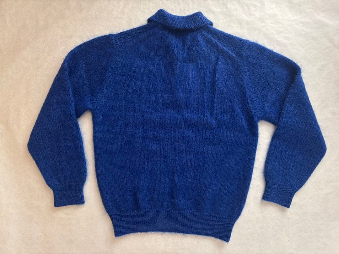【希少】BATONER モヘア100% ニットポロシャツ ブルー サイズ2