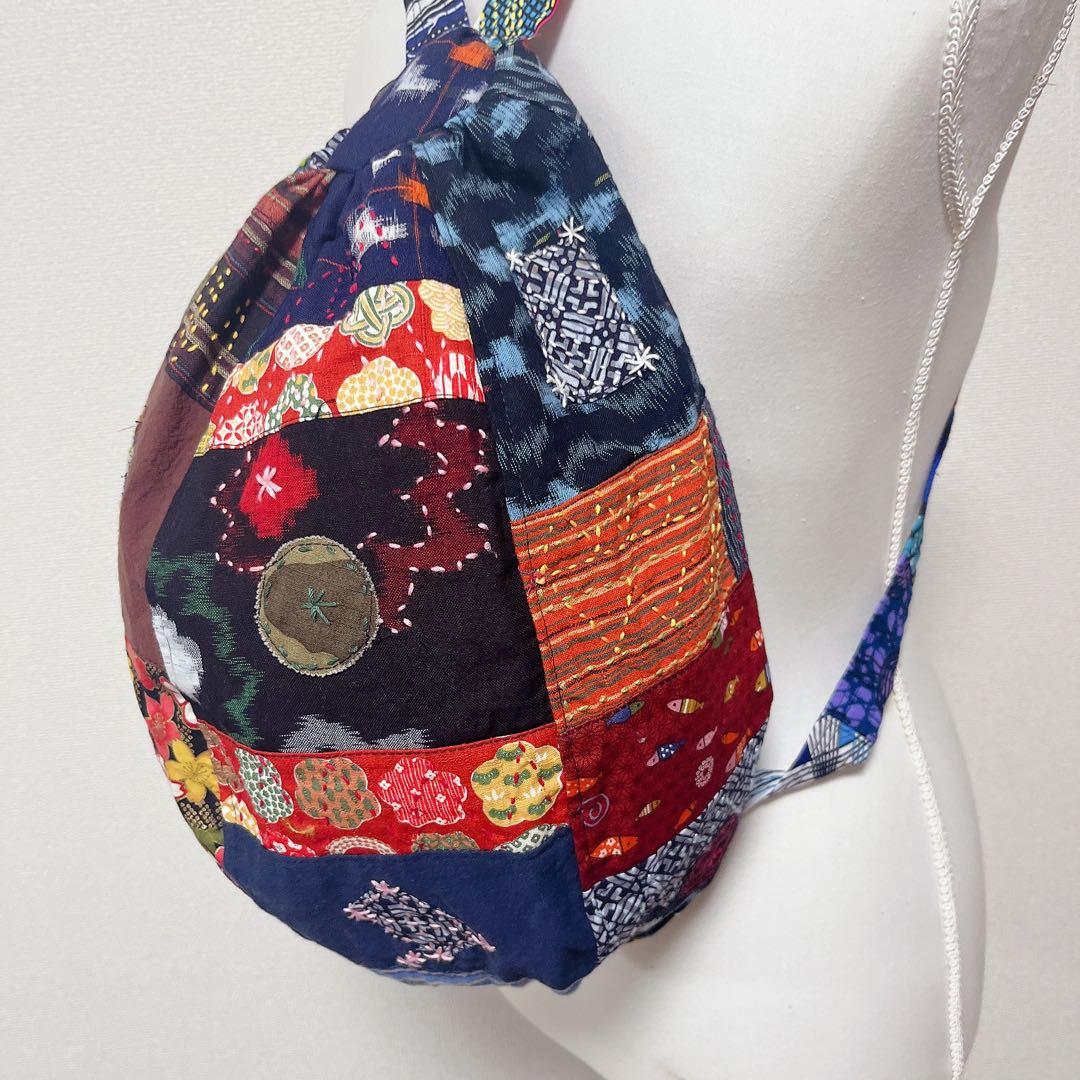 【78番】ハンドメイド　和柄　刺し子とパッチワークのリュック　男女兼用