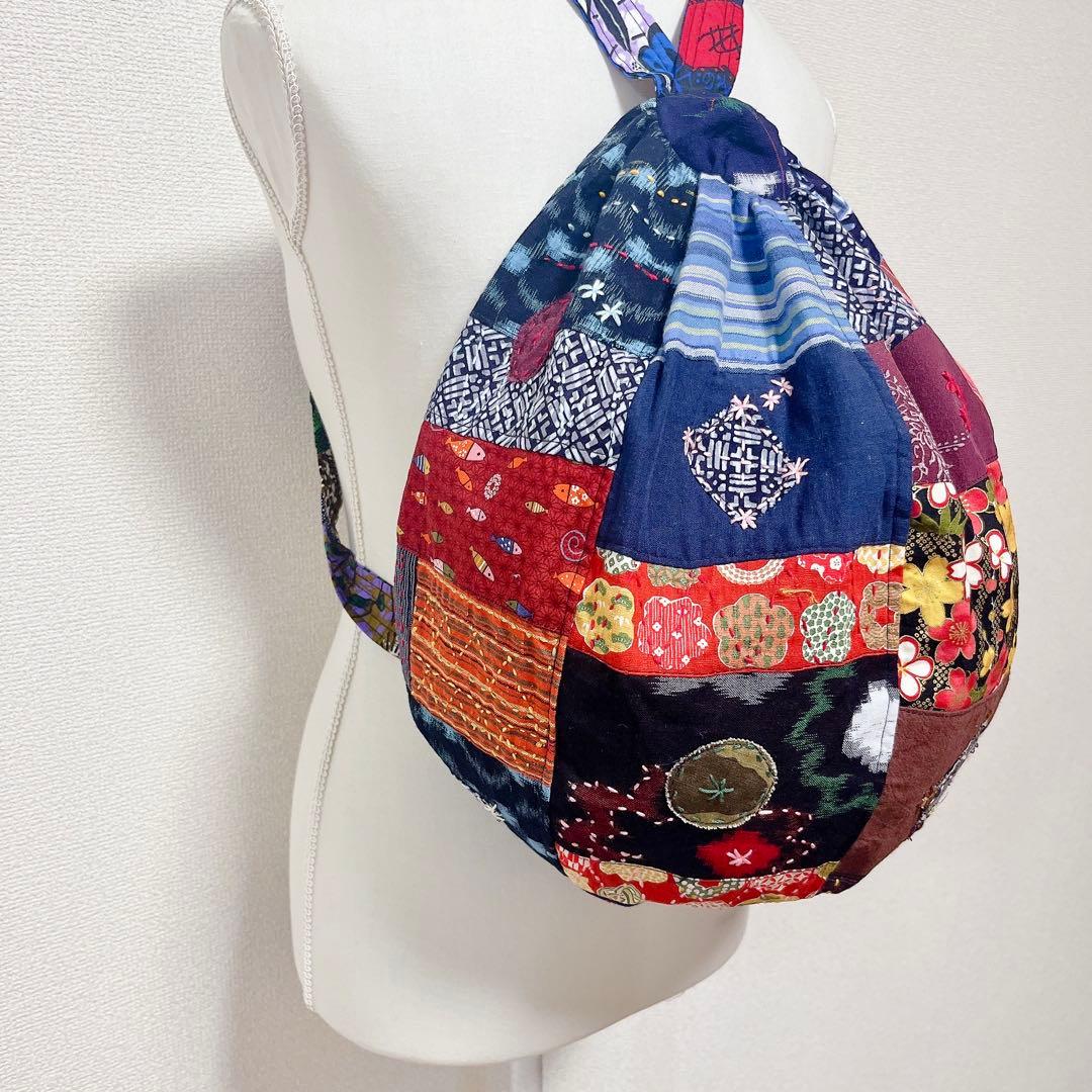 【78番】ハンドメイド　和柄　刺し子とパッチワークのリュック　男女兼用