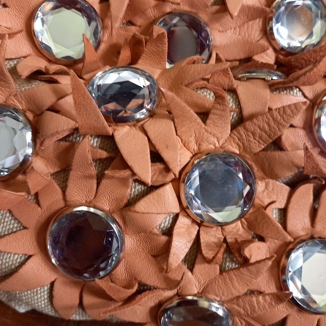 ソニアリキエル　オレンジクリスタル装飾パーティーバッグ　35×18×8cm