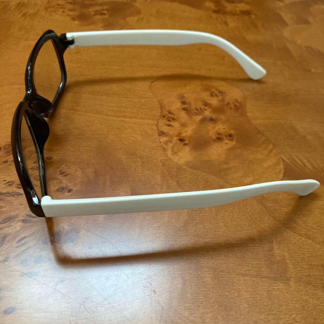 伊達メガネ 、黒×白、ファッション眼鏡、古着