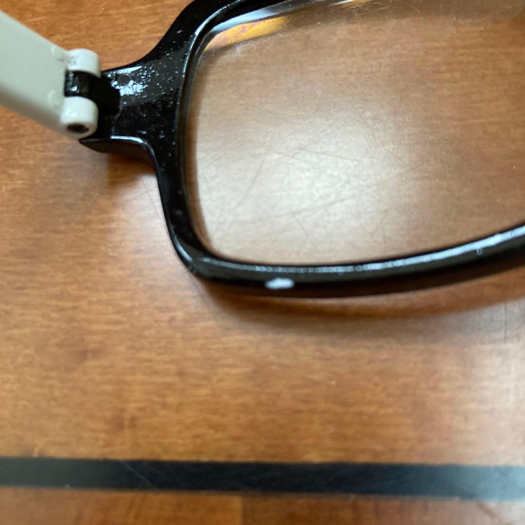 伊達メガネ 、黒×白、ファッション眼鏡、古着