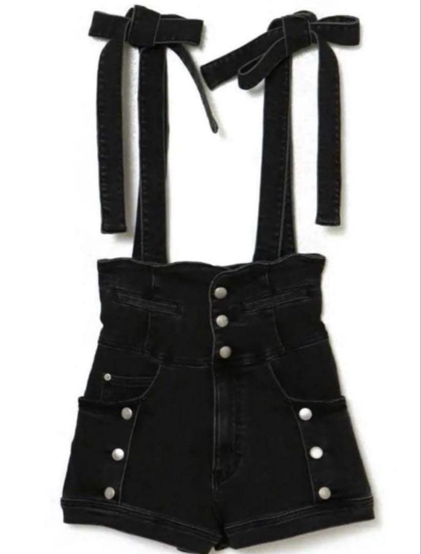 パンツ Andmary Ribbon denim allinone black S