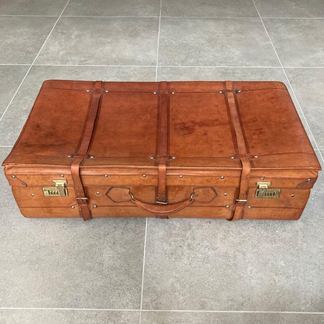 超特大 ヴィンテージ レザートランクケース トランクバッグ 80cm×44cm