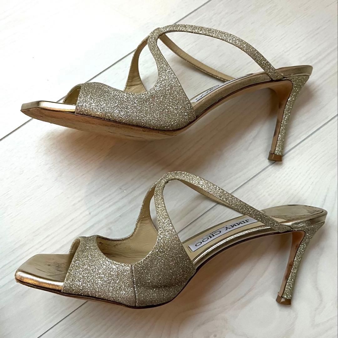 JIMMY CHOO ジミーチュウ　サンダル　ゴールド　ミュール グリッター