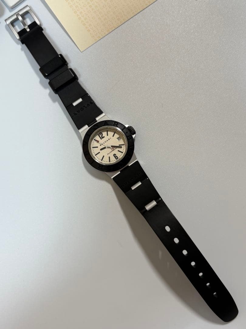 【美品】ブルガリ アルミニウムAL29A アルミラバー レディース腕時計