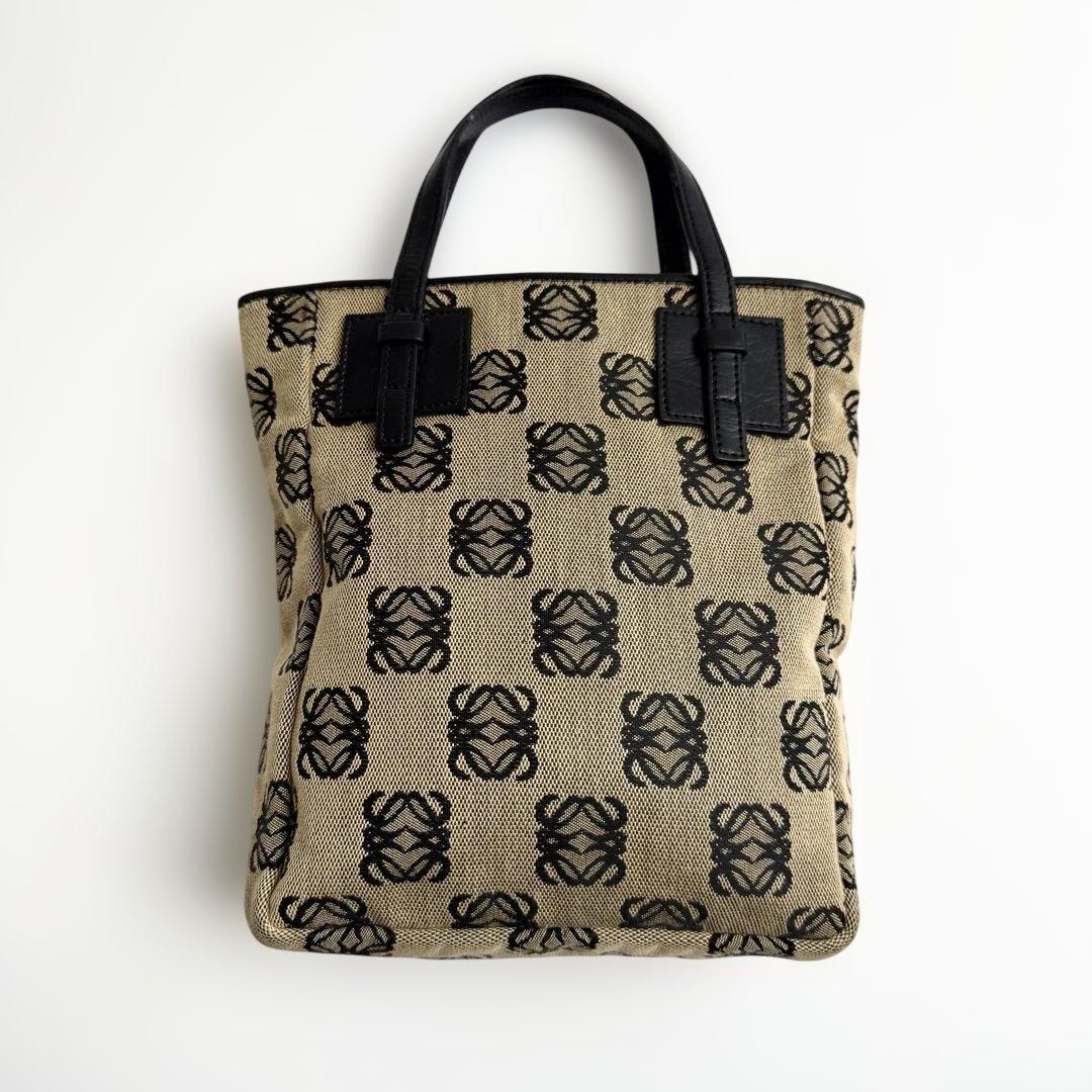 ロエベ 2387 リピート　アナグラム　ミニ　ハンドバッグ　レザー　キャンバス