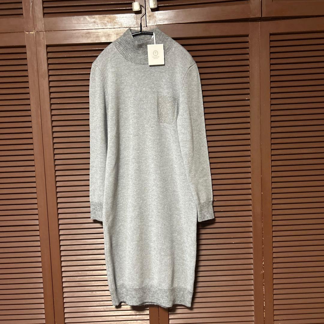 ペゼリコ　グレーハイネックニットワンピース　40
