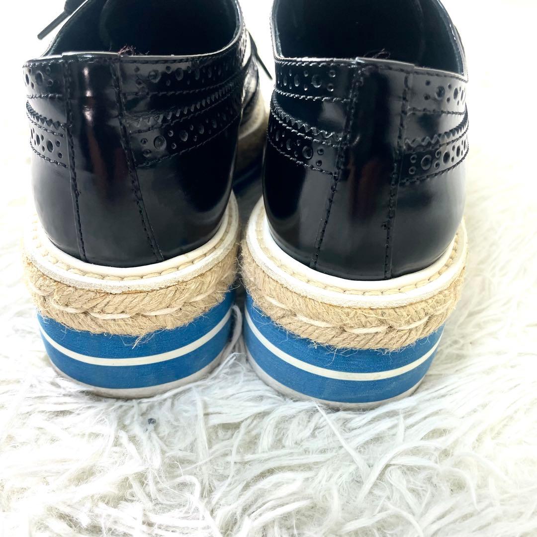 プラダ　PRADA エスパドリーユ レースアップシューズ　ブラック　黒