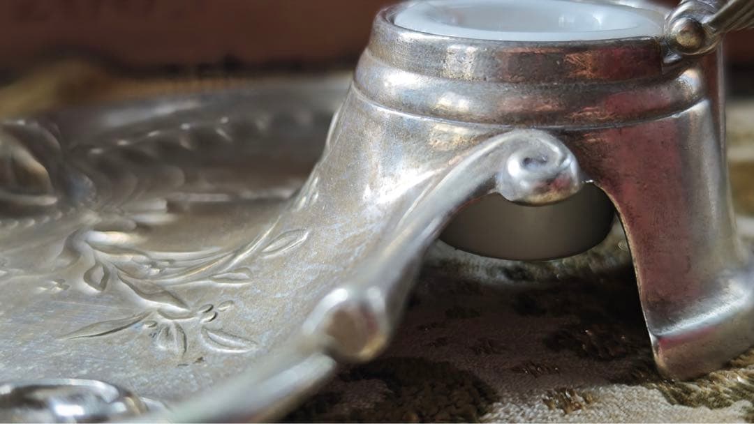 インクウェル　ペントレイ　シルバーメタル（ピューター？） フランスアンティーク