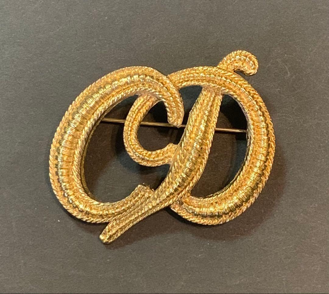 ヴィンテージChristian Dior ブローチCDロゴゴールドカラー