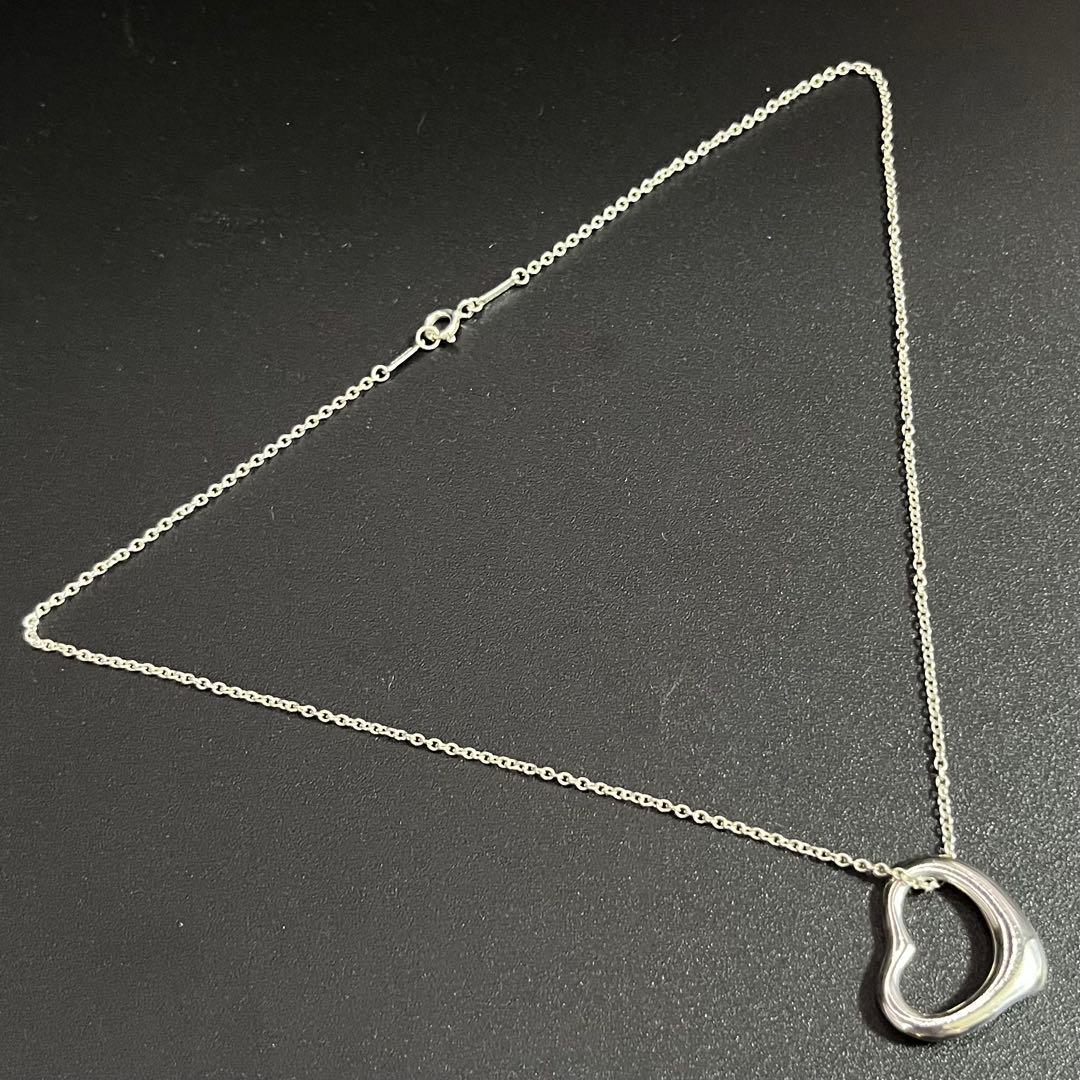 美品 ティファニー オープンハート ネックレス Lサイズ 2.2cm スペイン製