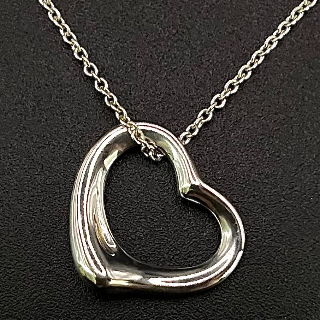 美品 ティファニー オープンハート ネックレス Lサイズ 2.2cm スペイン製