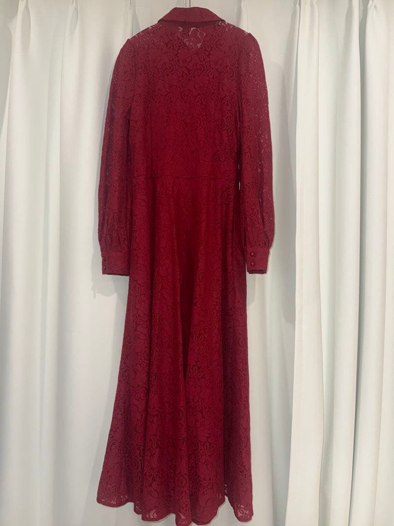 Wild Lily ボウタイリボン付き レッド パールボタン ワンピース ドレス