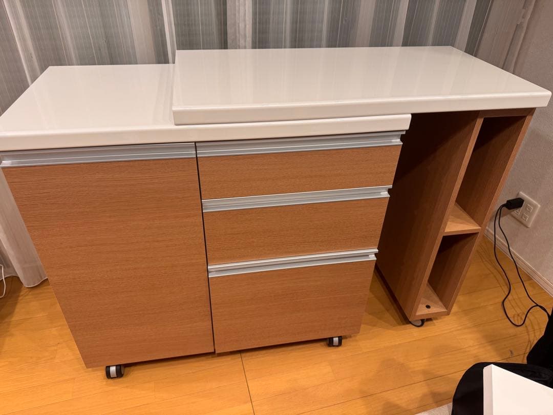 パモウナ キッチンカウンター 90cm &エクステンションテーブル付き