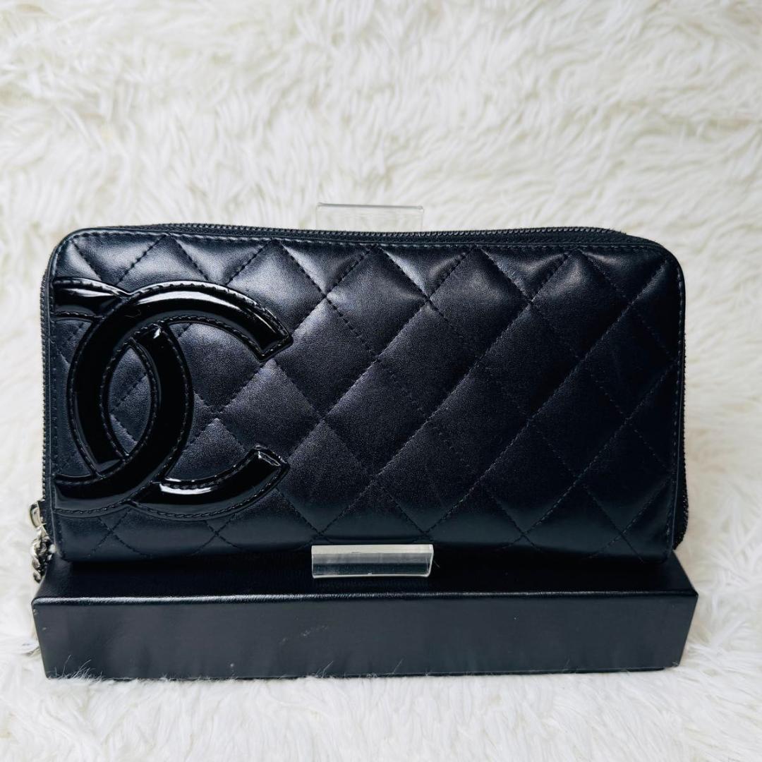 【最終セール！】シャネル　カンボンライン　ラウンドファスナー　長財布　ブラック