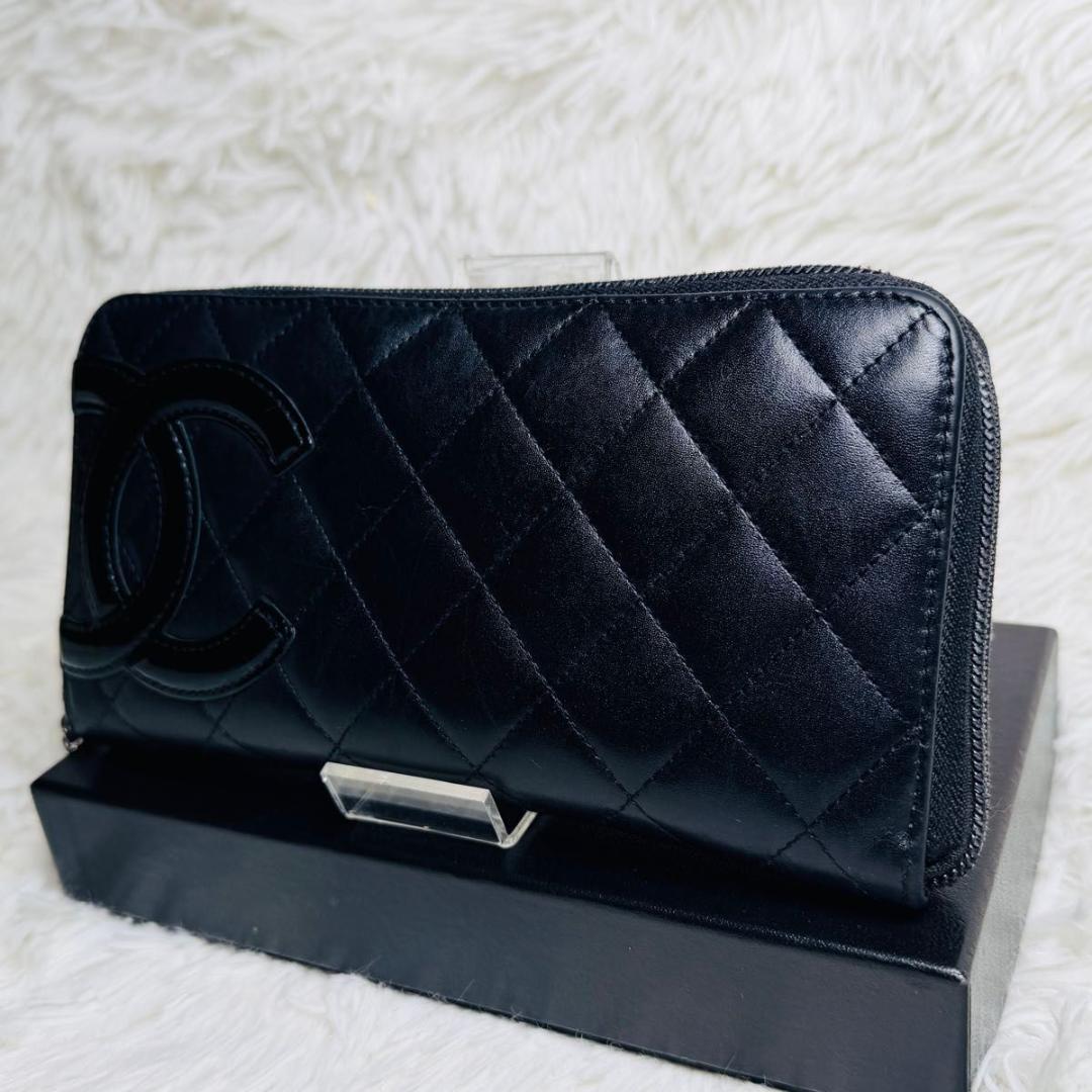 【最終セール！】シャネル　カンボンライン　ラウンドファスナー　長財布　ブラック